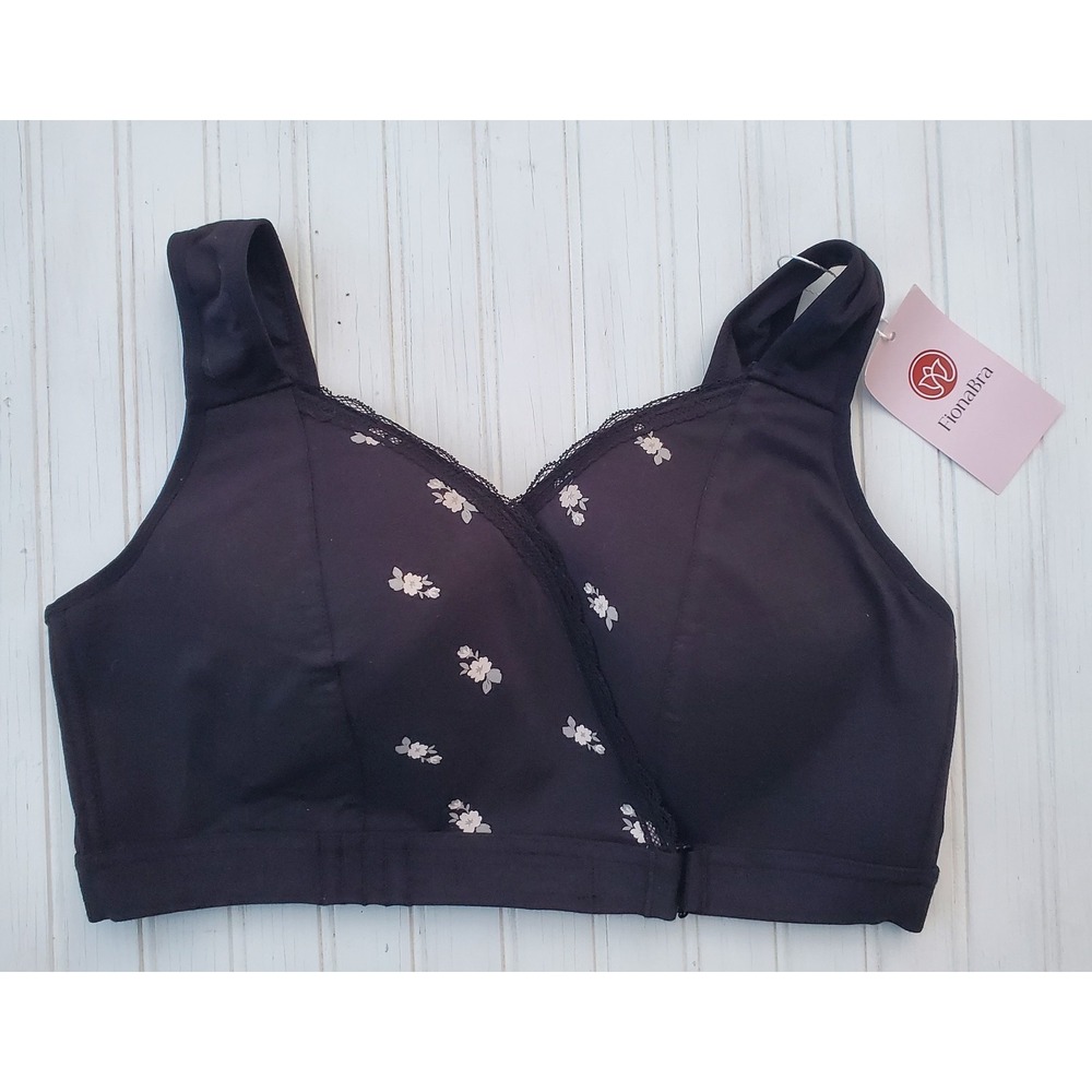 NWT Fiona Bra Comfortable & Convenient‎ Front Wrap Closure Bra Seniors Black XL